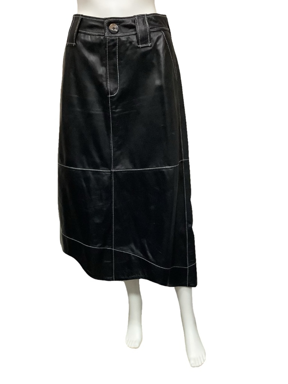 Ganni Lamb Leather Midi Length Skirt Size: M